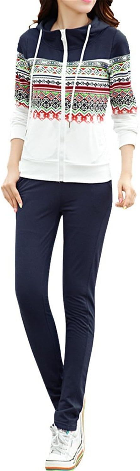 oppicong Women's Zip Hoodie and Tracksuit Bottoms Sportswear