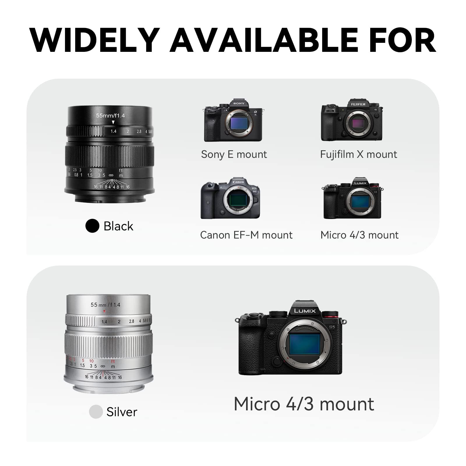 Amazon | 7artisans 55mm F1.4 APS-C 手動固定レンズ M4/3マウント