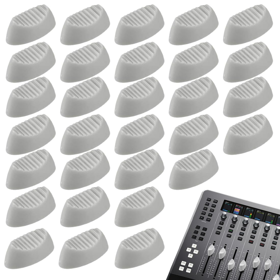SWYSGS Lot De 30 Boutons De Fader Gris Foncé Pour Consoles De Mixage – Remplacement Facile Et Rapide Pour Potentiomètres