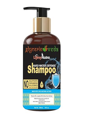 GlycerineVeda (USA Formula) Base Hard Water Defens Shampoo Get Luxurious Shine & Silky Smoothness, Removes Build-ups Caused by Hard Water, Restores Smoothness & lustrouse- 300 ML