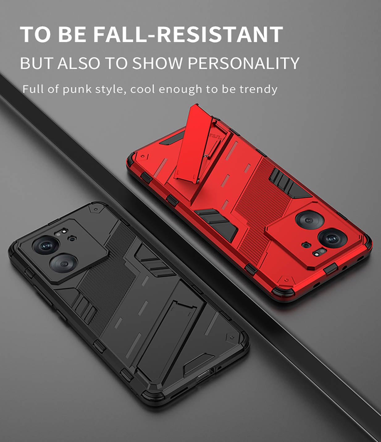 BORYA Handyhülle Für Xiaomi 13T/13T Pro – Stoßfest Mit Metall-Ringständer & Kamera-Schiebedeckel, Schwarz