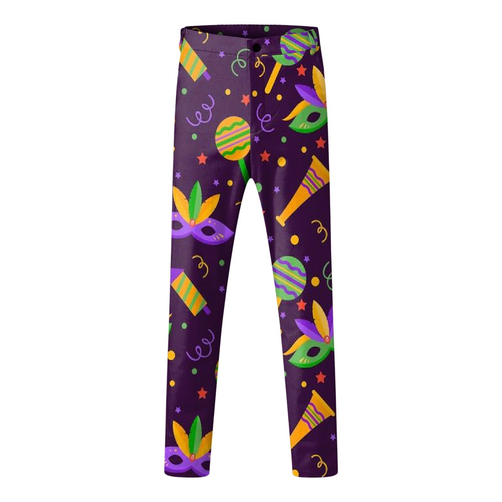 Anzug Herren Lustiger Masken Anzug Prom Suits Faschingskostüme Retro Party Jacke mit Bunten Drucken 60er Jahre Pop Art Style Outfit Slim Fit Anzughose Mardi Gras Karneval Kostüm