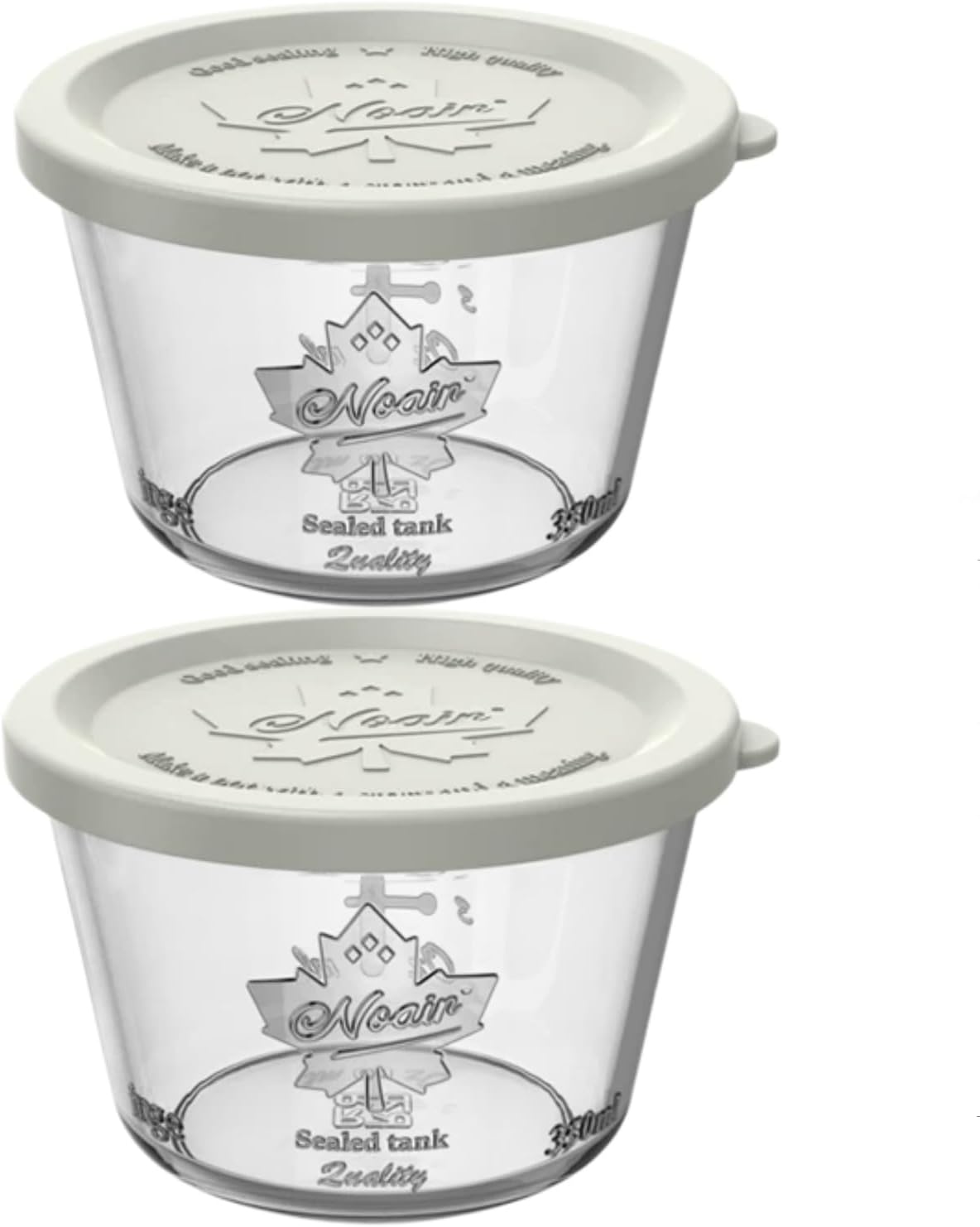 2 Pack 12 OZ Glass Container with Lid for Fruit,Snack,Yogurt,Sauce