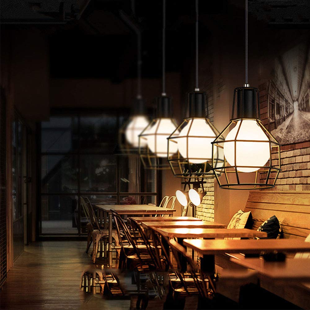Chao Zan Lámpara Colgante Vintage Industrial: Pantalla De Cristal Transparente, Casquillo E27, 100cm Cable Ajustable – Ideal Para Restaurante O Cafetería