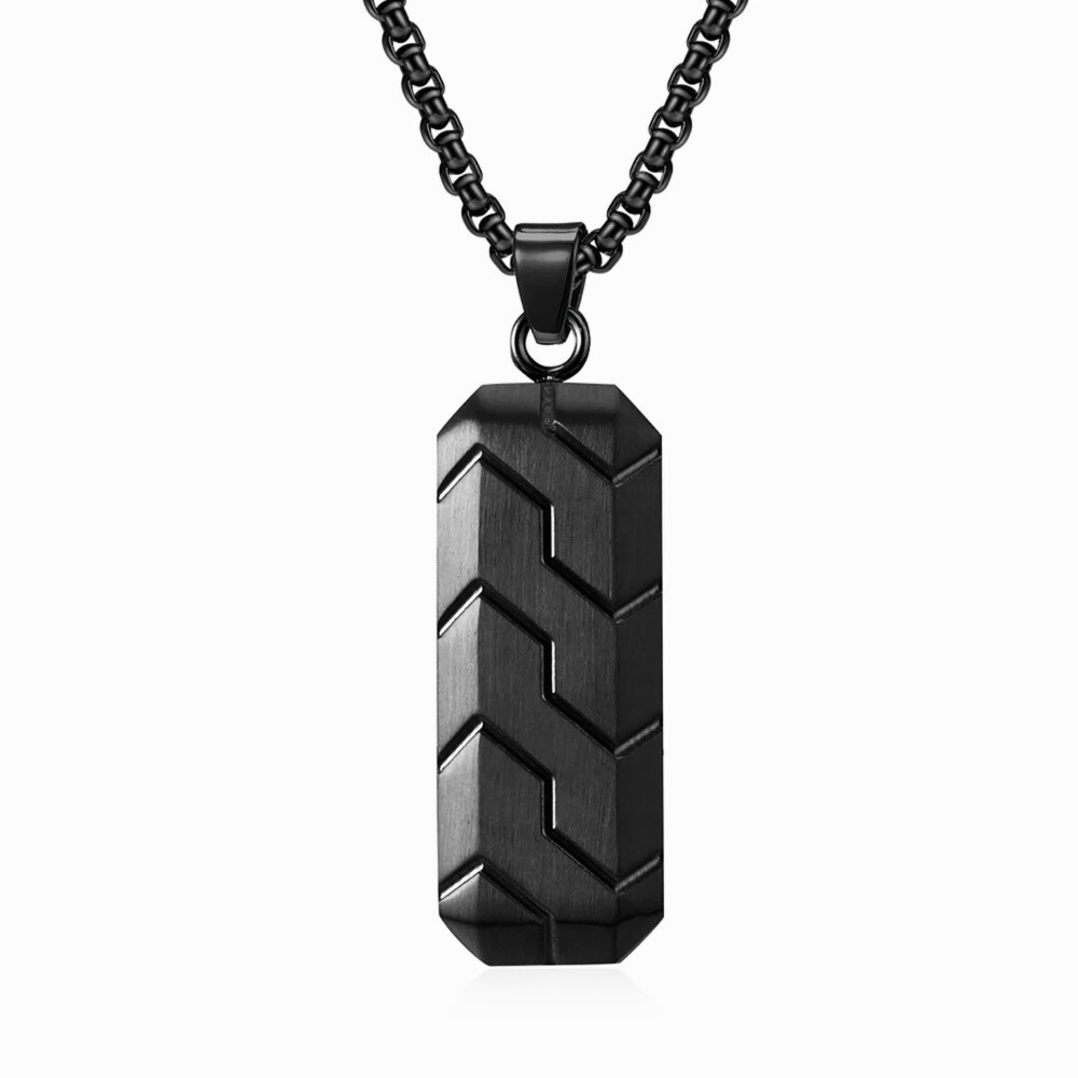 BLACK PRISM - 20mm Titanium Steel Pendant with 24inch Round Box 4 mm Chain for Men & Boys-image-23