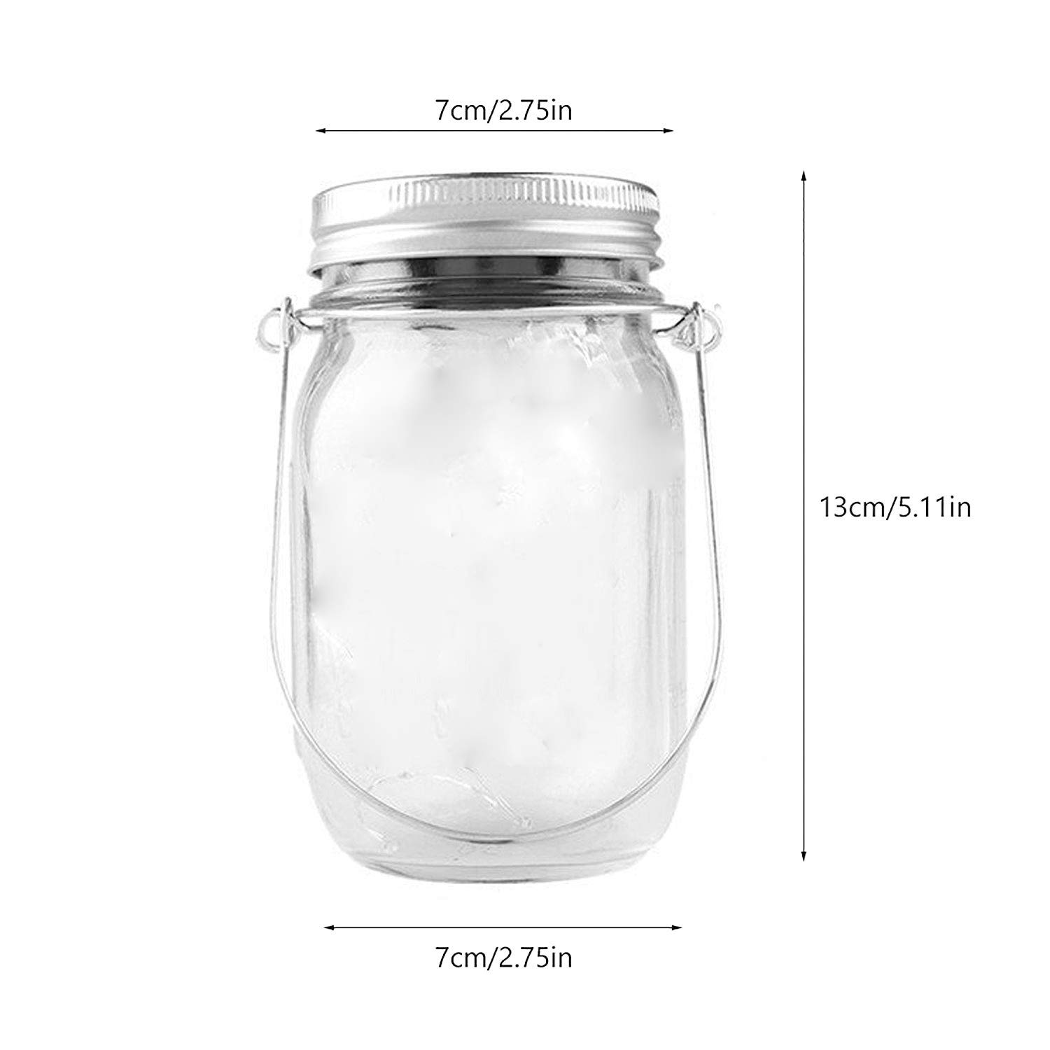 Lampada solare Mason Jar a LED, luce solare in vetro for conserve, lanterna a energia solare, for esterni, decorazione natalizia, barattolo di conserve, imformeabile, senza bottiglia