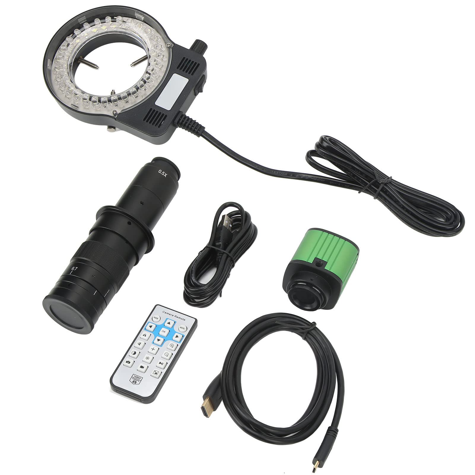 KIMISS Cámara de Inspección HD USB Cámara de Microscopio Industrial HD 1080P 2K USB 10X‑180X Zoom de Longitud Focal Completa Lente de Microscopio de Montaje en C para Reparación de Teléfonos(#1)