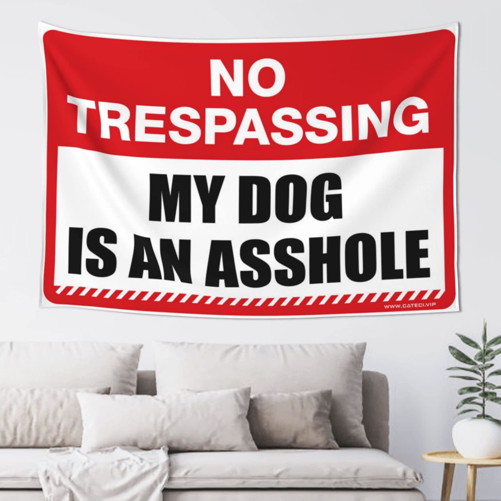 Dsocuiubos Tapestry for Bedroom No Trespassing My Dog is an Ass-le Tapestry Beer Decor Funny House Decor (Size : 75X100CM)
