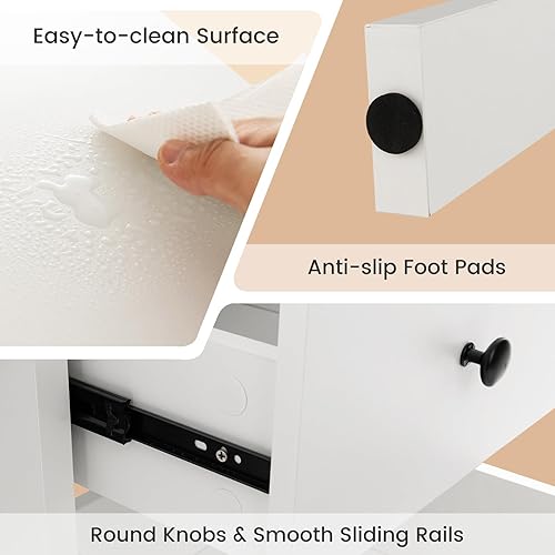 Miniatura 8 de COSTWAY Escritorio con puertos de carga USB y tomas de corriente, escritorio de computadora de 48 pulgadas con cajones y gabinete de 5