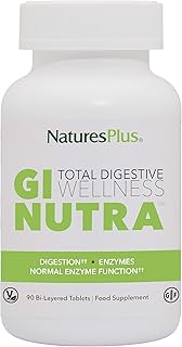 NaturesPlus GI Nutra Total Digestive Wellness - Natural Probiotics Supplement with Prebiotics, Digestive Enzymes, Calcium and Glutamine for Gut Health - Vegetarian, Gluten Free - 90 Tablets