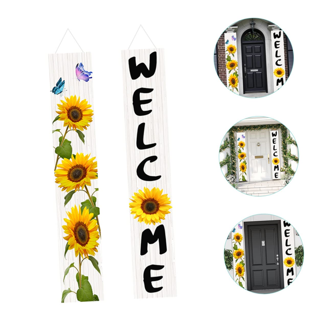 Amosfun 5 Paare Willkommensbanner Veranda Zeichen Jahreszeit Frühling Saisonales Willkommensschild Dekoration Türkränze Im Freien Flaggen Herbstdeko Für Zu Hause Sommer Draußen Polyester