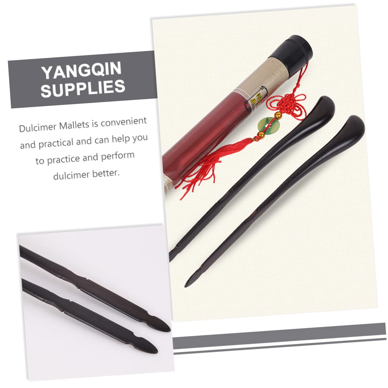 GOOHOCHY 2 Pairs Dulcimer Stick Wood Hammer Antique Mallets Musical Mallets Music Supplies