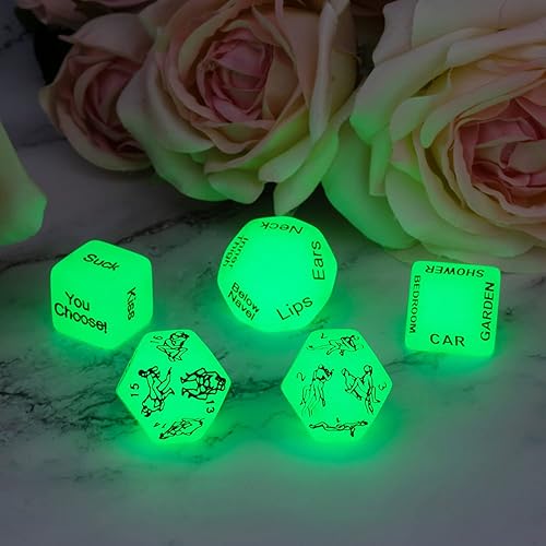 Miniatura 7 de SINJEE Dados sexuales traviesos con 24 posiciones sexuales dados de juego sexual brillante oscuro para parejas hermoso paquete de regalo juego de