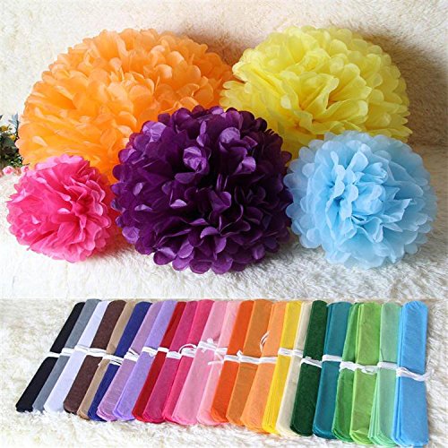 Saitec Pack of 18PCS Mixed Coral Peach Ivory Party Tissue Pom Poms Paper Flower Pompoms Wedding Birthday Party Nursery Decoration