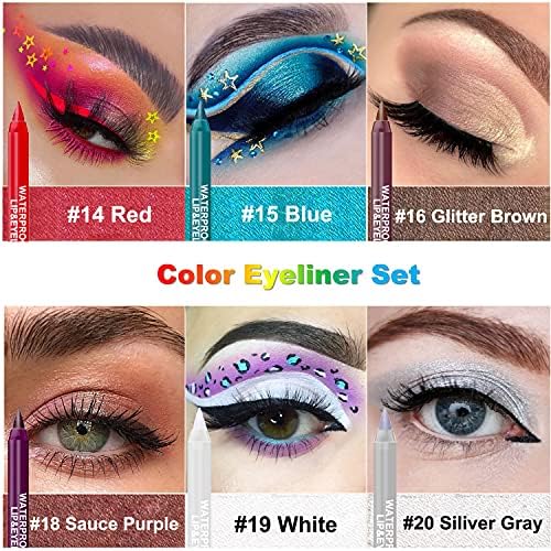 15PCS Colorful Eyeliner Pen Set, Eye Shadow Pencil,