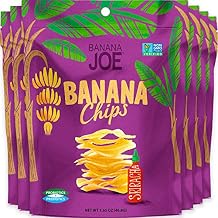 Banana Chips - Dried Bananas Gluten Free Chips Siracha flavor Dehydrated Fruits Healthy Chip Snacks For Adults & Kids - Vegan Paleo non gmo Dried Fruits Snacks Made From 100% Real Banana 6 Packs