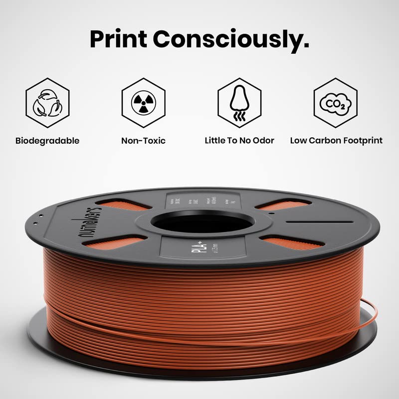 Image of NUMAKERS PLA+ 3D Printer Filament, 1.75mm, Dimensional Accuracy + /- 0.03 mm, 1 kg Spool (2.2 lbs), Compatible with Most FDM Printers (Rust Copper)