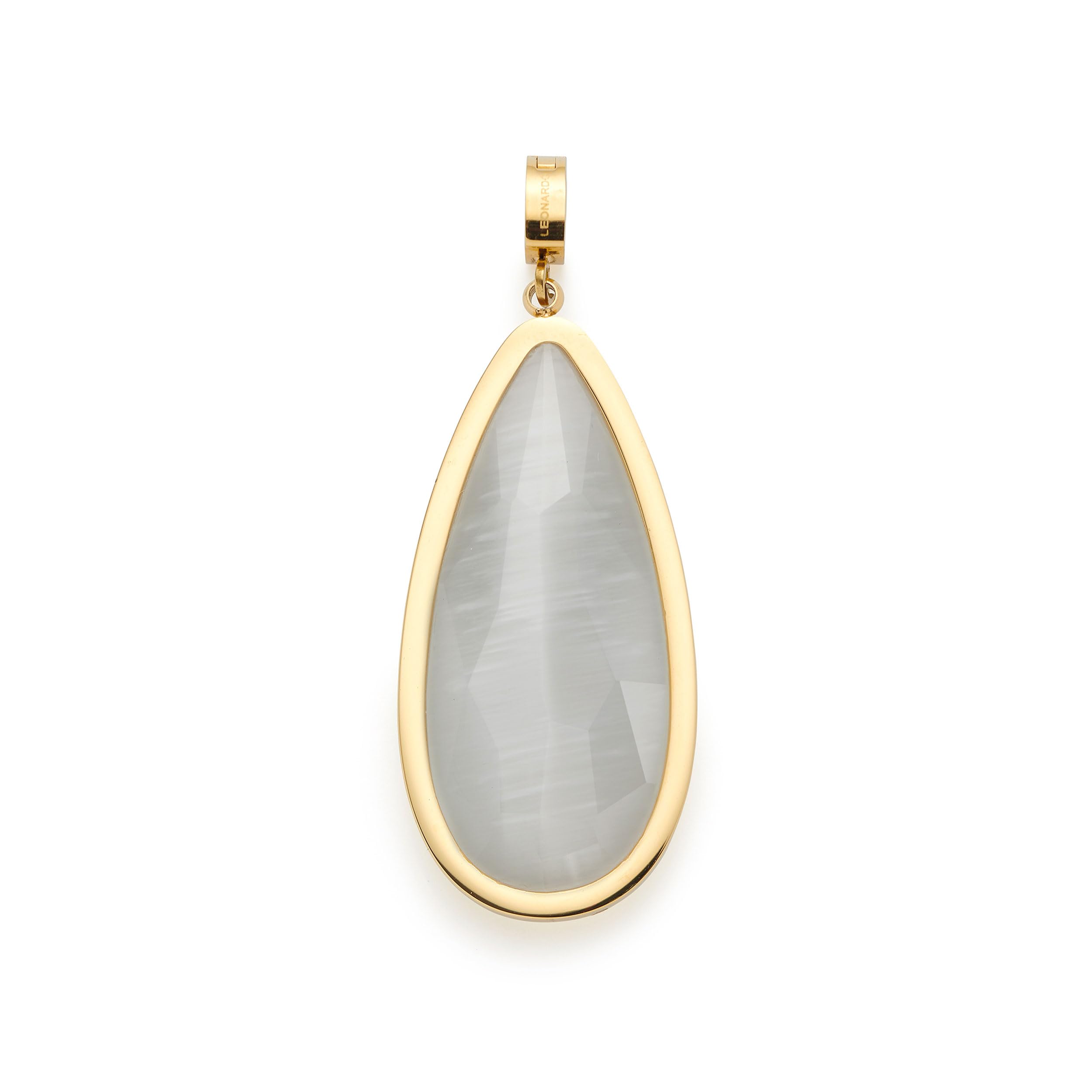 JEWELS BY LEONARDO Anhänger Clip & Mix Jessy • Ketten-Anhänger aus goldfarbenem Edelstahl • Catseye in länglicher Tropfenform • Schmuck Geschenk für Frauen • 024940
