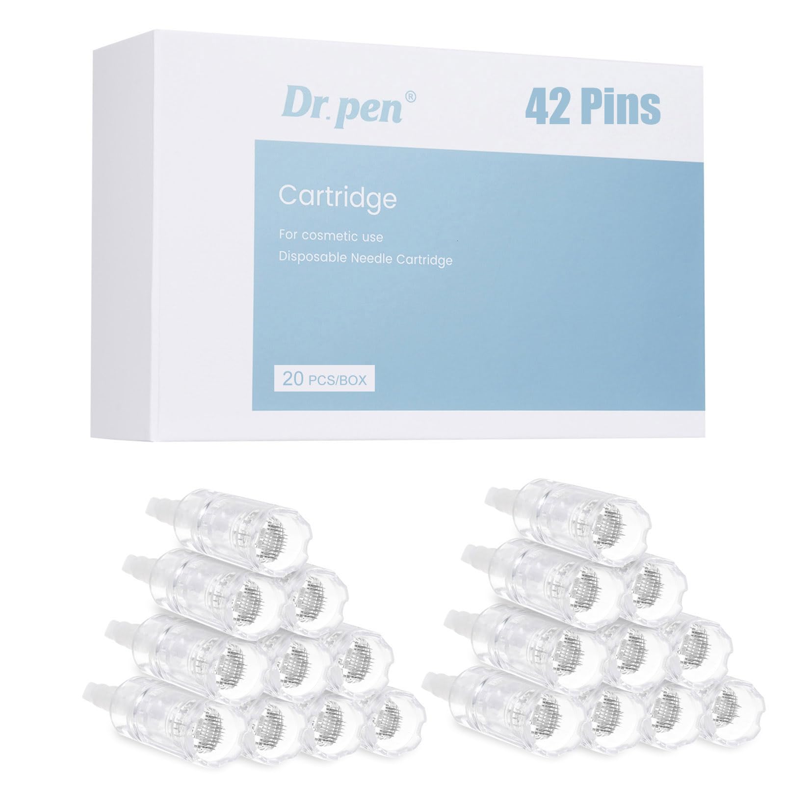 Dr. pen Ultima A10 Cartridges 42 Pins 20 Stück - Für Aknenarben, Dehnungsstreifen, Flecken, Faltenentfernung und Hautpflege - Authentische Dr pen Ultima A10 Patronen (20 Stück, 42 Pins für A10)