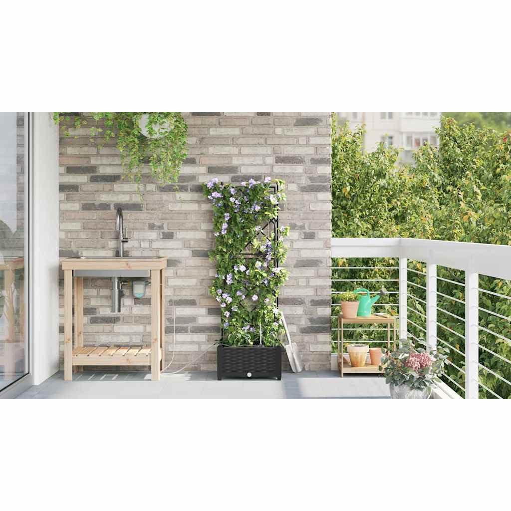 Jardinière surélevée noire - 40 x 40 x 126 cm - En acier - Avec auto-irrigation - Design moderne - Robuste et durable - Pour jardin, terrasse, balcon