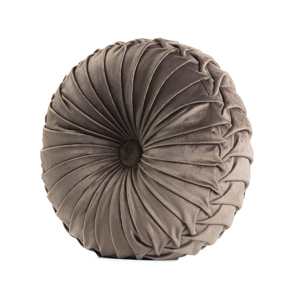 Fouriding Round Throw Pillow for Couch Decorative 15"X15" Pumpkin Round Velvet Cushion for Sofa Bed Chair Floor Car Decorative (Brown) — image 1