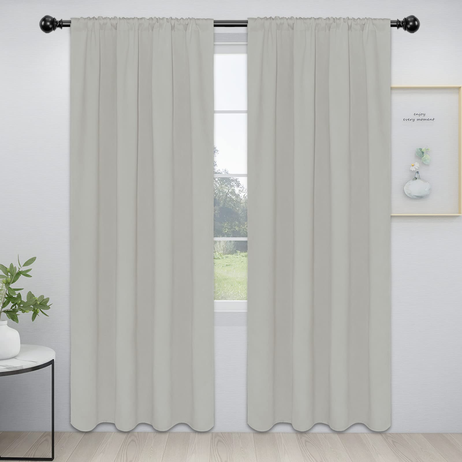 Rideaux occultants 106x213 cm Lot de 2 de couleur blanc grisâtre pour salon et chambre
