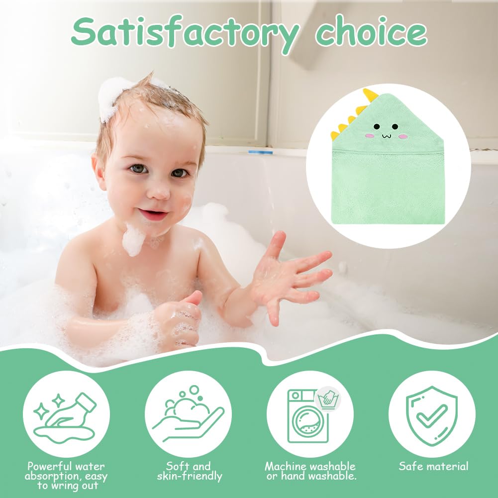 Aolso Accappatoio Neonato, 80x80cm Asciugamani Con Cappuccio Per Bambini, Accappatoio Neonato con Cappuccio Extra Morbido e Super Assorbente per Neonati e Bambini 0-3 Anni-Dinosauro
