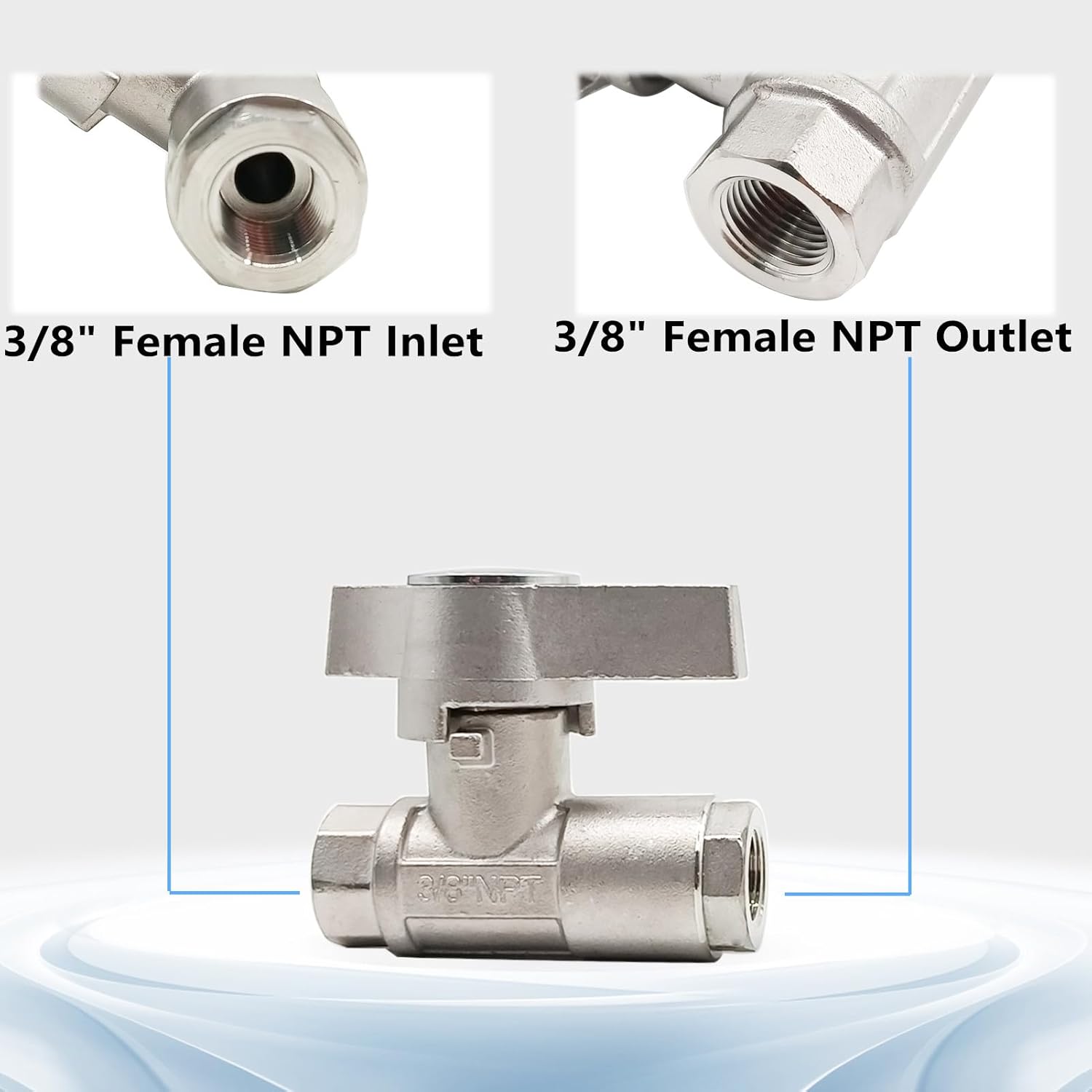 High Pressure Washer Ball Valve Kit, 3/8 Inch Quick Connect for Power Washing Hose, 5000 PSI Stainless Steel Washing Machine Shut Off Valve