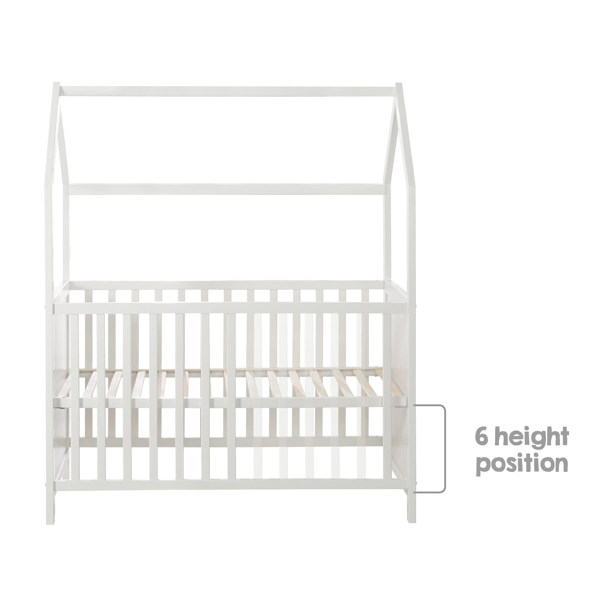 roba Hausbett 60 x 120 cm - FSC zertifiziert - Babybett & Beistellbett für Kinder in Hausoptik - 6-fach höhenverstellbar - Weiß