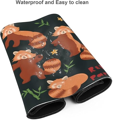 Miniatura 6 de Juego de alfombrillas grandes para mouse con diseño de pandas rojos, alfombrilla de mouse extendida para teclado y mouse para escritorio, borde