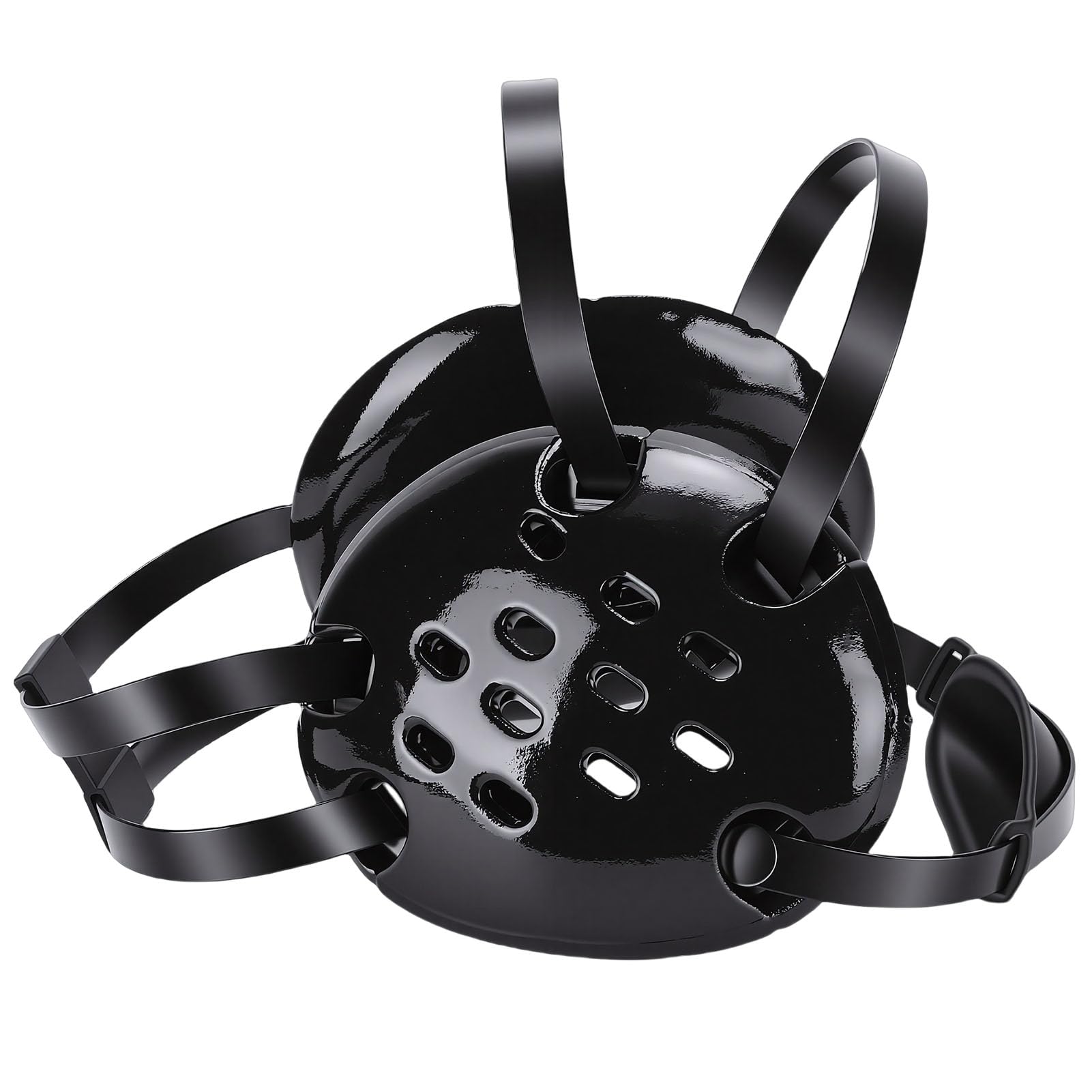 Greensen Casque de Lutte, 11 Trouilles Réglable Respirant Protecteur d'oreille avec Coussinet de Menton Doux, pour Hommes Femmes Adultes Noir Jiu Jitsu MMA