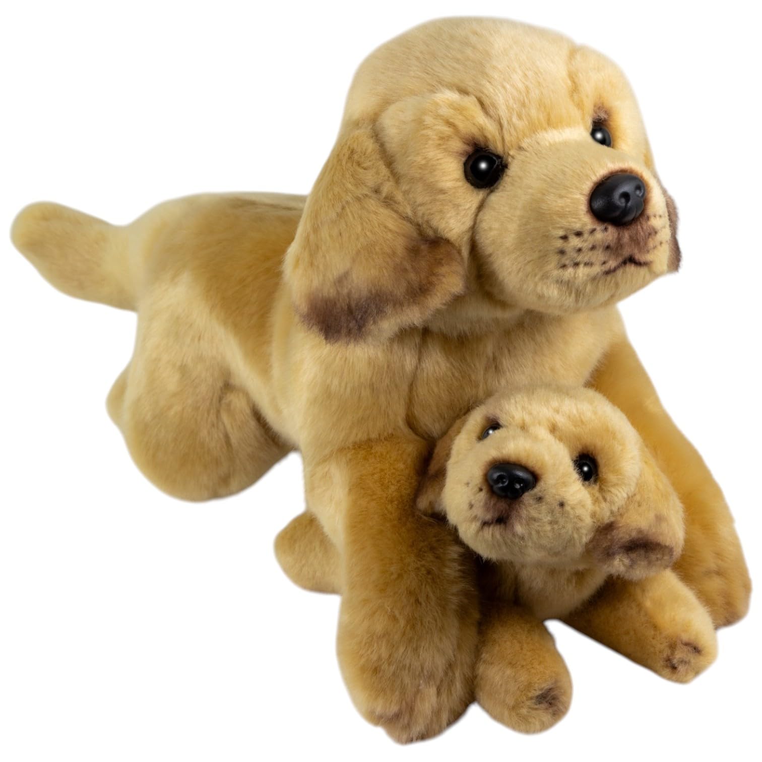 Carl Dick Labrador Tumbado con Cachorro, Aprox. 32 cm. Peluche, Peluche de Tela, Peluche para abrazar 3783