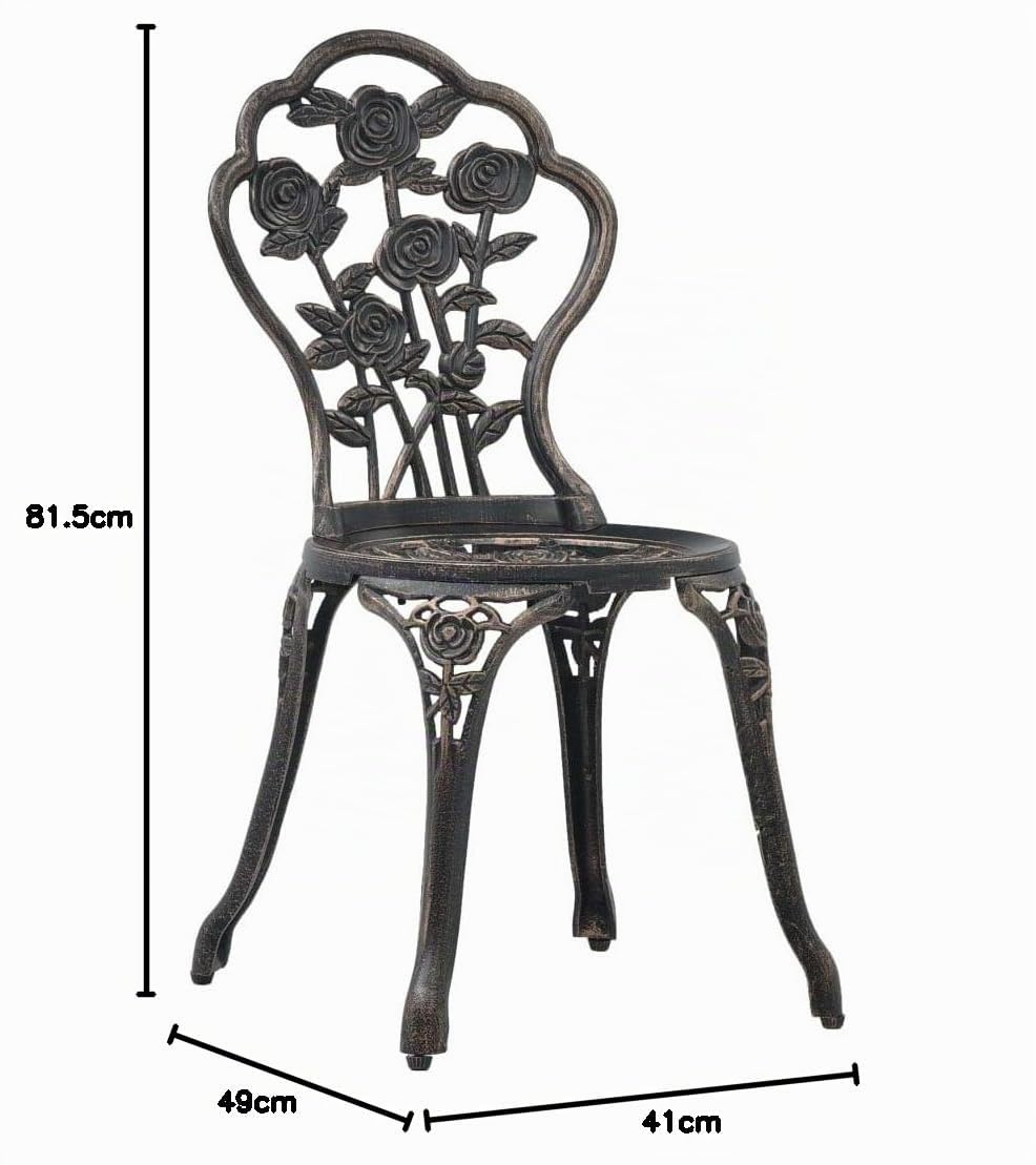 vidaXL Lot de 2 chaises de bistrot en fonte d'aluminium avec pieds en fonte – Résistant aux intempéries – Motif floral décoratif – Meubles de jardin, terrasse, balcon, véranda