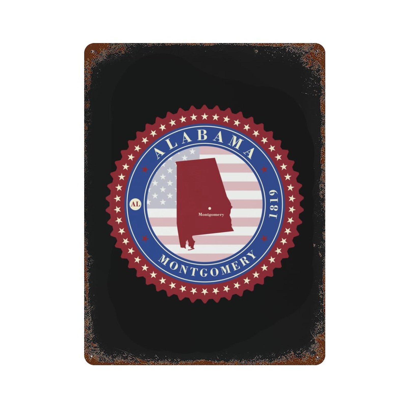 Alabama State Logo Metal Tin Signs Vintage Iron Painting Wall Art for Garage Garden Decor 15.7