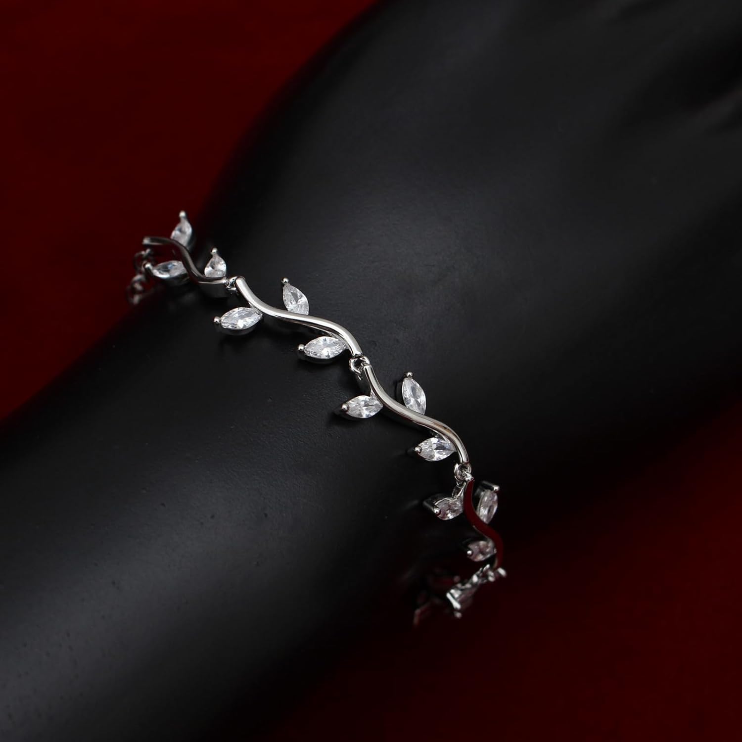 Elegant Bridal Clear Cubic Zirconia Wedding Necklace Drop Earrings Bracelet Jewelry Set for Women Brides Bridesmaids Prom