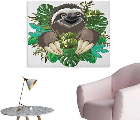 Amazon Anzhutwelve ナマケモノ ウォールステッカー デカール アニマル キュート 漫画 キャラクター 様々なシチュエーションの感情 面白い 怖い クール ポスター ペーパー ペール ブラウン グリーン W48 Xl32 ウォールステッカー オンライン通販