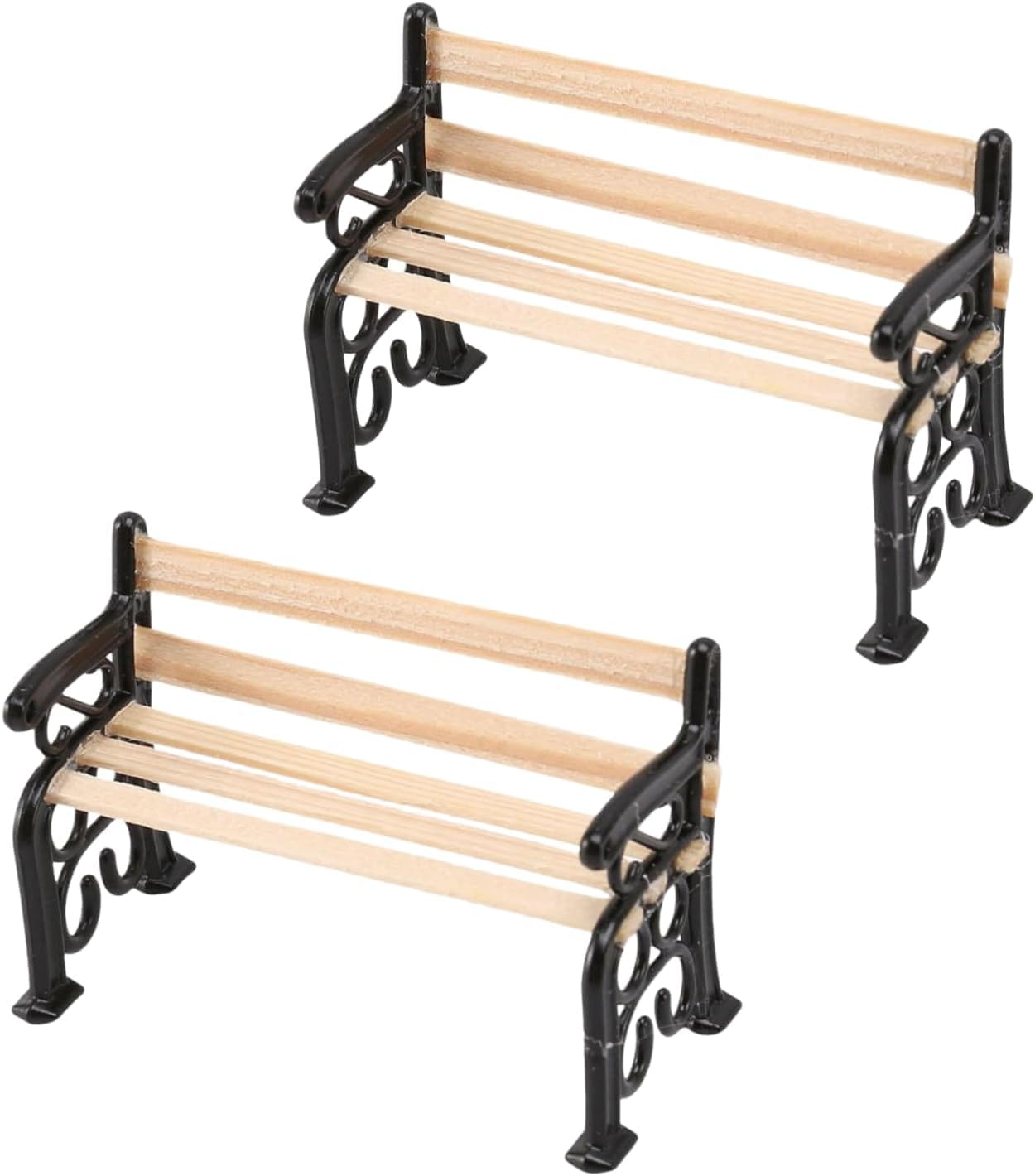 Muiltvoe 2Pcs Black 1/24 Miniature Park Bench Dollhouse Decoration Accessories Miniature Dollhouse Miniature Park Bench Scale Accessories(1.9x0.9x1.3 inch)