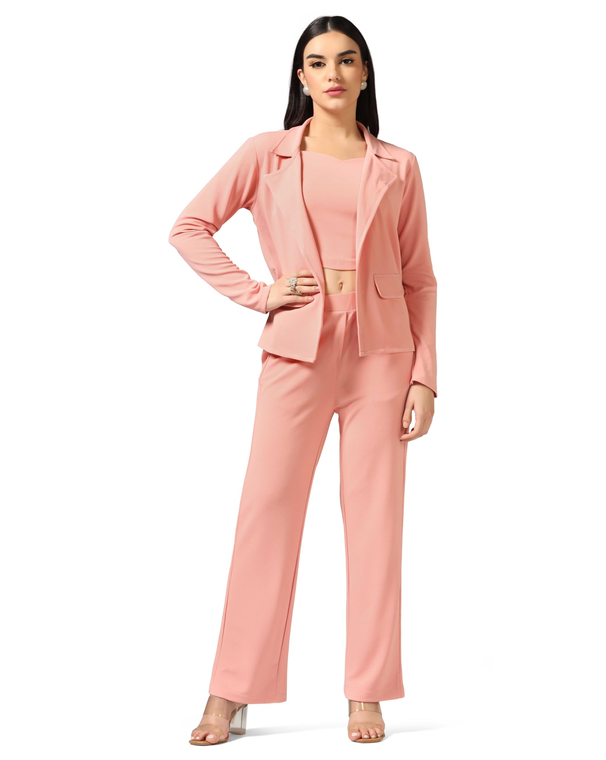 Om Sai Latest Creation Women's Lycra Open Front Dress (Oslc-W1856&W1857&Tr863_Pink_S)