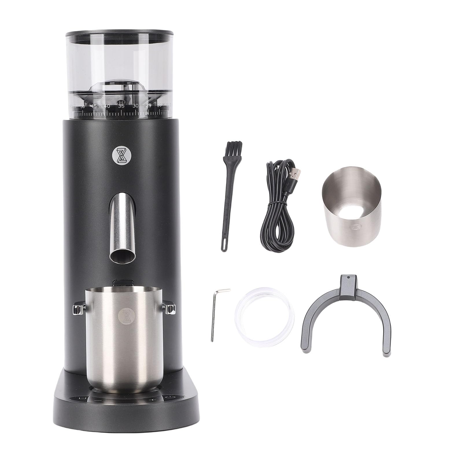 RiToEasysports Wiederaufladbare Elektrische Kaffeebohnenmühle, Antistatische Eigenschaften mit 60 Mahleinstellungen für den Heimgebrauch, Edelstahl, 80 G Fassungsvermögen (685 Schwarz)