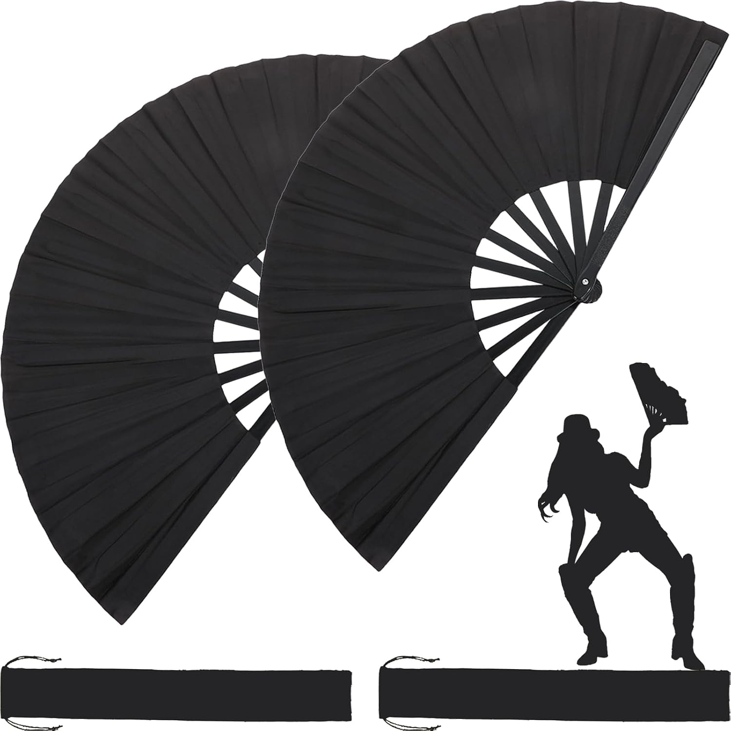 Large Folding Fans for Line Dancing, Boots on The Ground Hand Fan for Women Foldable, 13in Nylon-Cloth Clacking Rave Fans