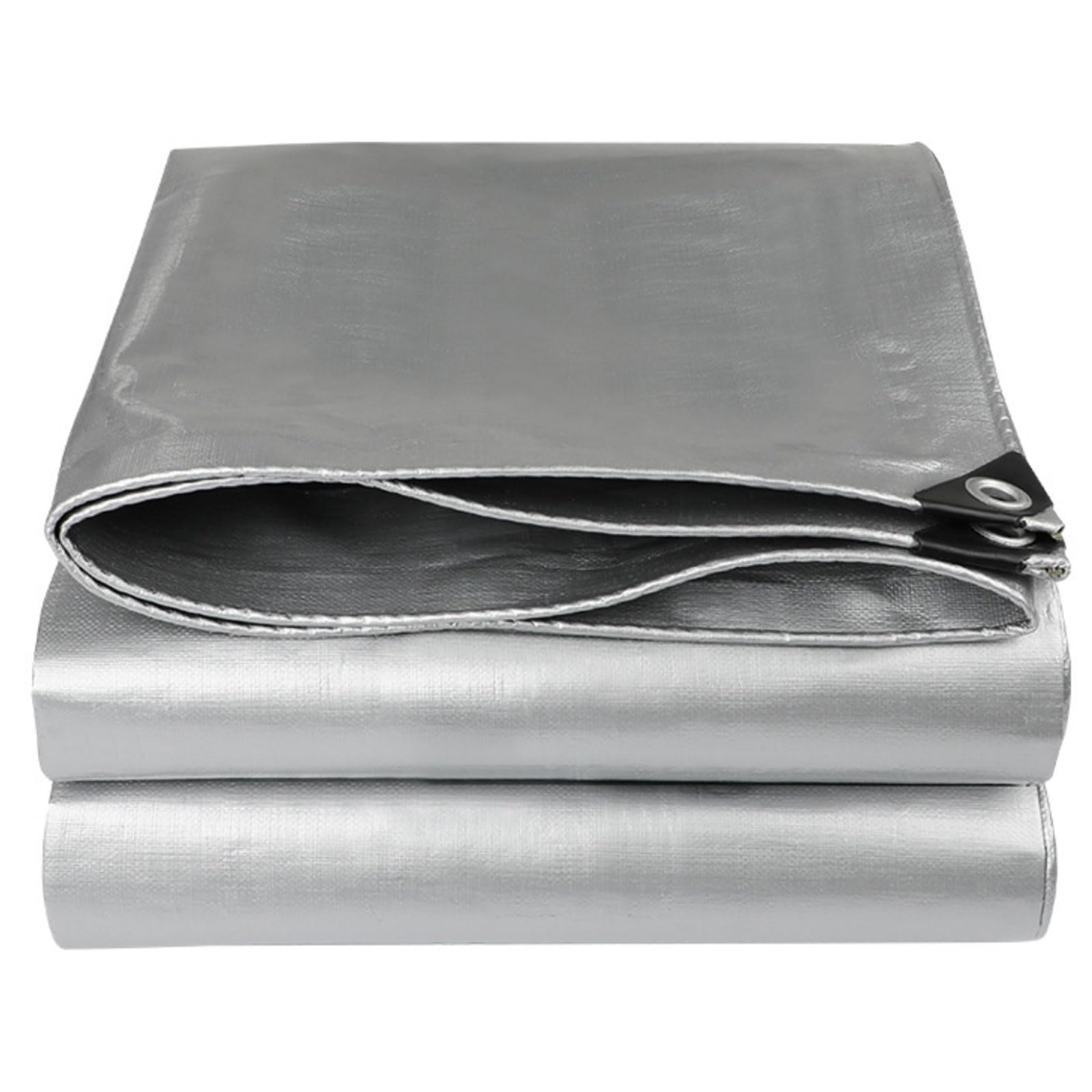 Tarpaulin Waterproof Heavy Duty 310 x 370 cm Heavy Duty, Waterproof, UV Protection Ground Sheet Reinforced Eyelets, Tear Resistant for Garden Furniture Camping Camping, Silver