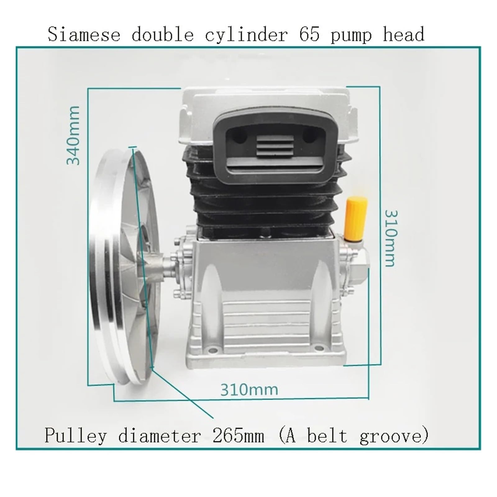 Compresor de aire Cabezal de bomba de doble cilindro 65, cabezal de bomba de doble cilindro tipo pistón de 2,2 KW 1300 rpm Estructura de cabezal de varilla de 1 etapa 11 para profesionales y aficionad