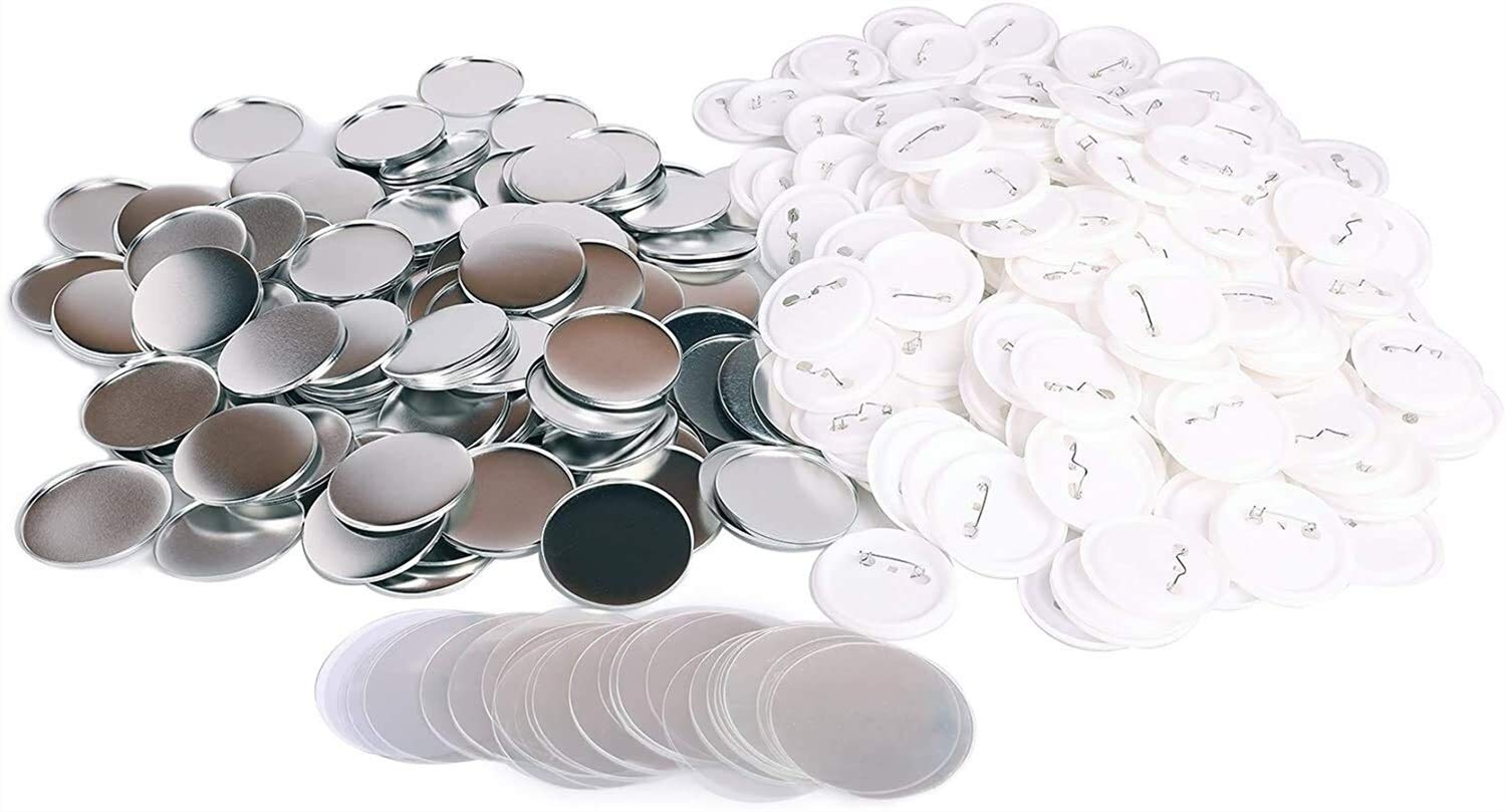 Badge 58mm vierge pour machine à bouton : lot de 100 pièces complètes avec coques et dos plastique