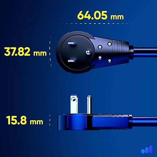 Miniatura 4 de Maximm Cable de extensión de enchufe plano giratorio de 360 de 2 pies, cable de alimentación de 3 clavijas, cable de alimentación de 16 Awg, paquete