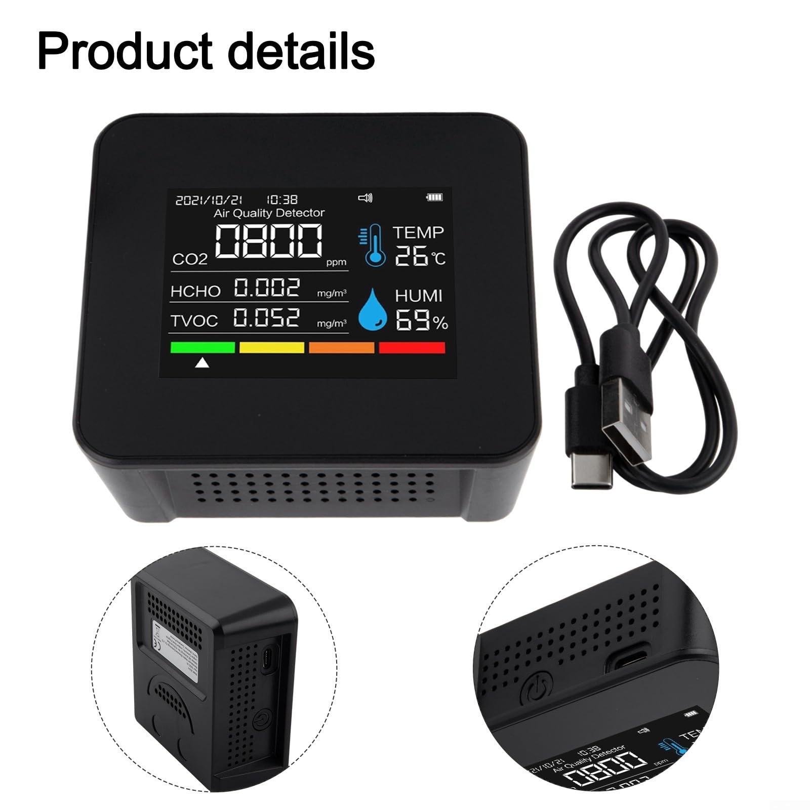 9 In Misuratore di Qualità Dell'aria Misuratore PM2.5 Rilevatore Con BT App Controllo Per Casa Ufficio Scuola