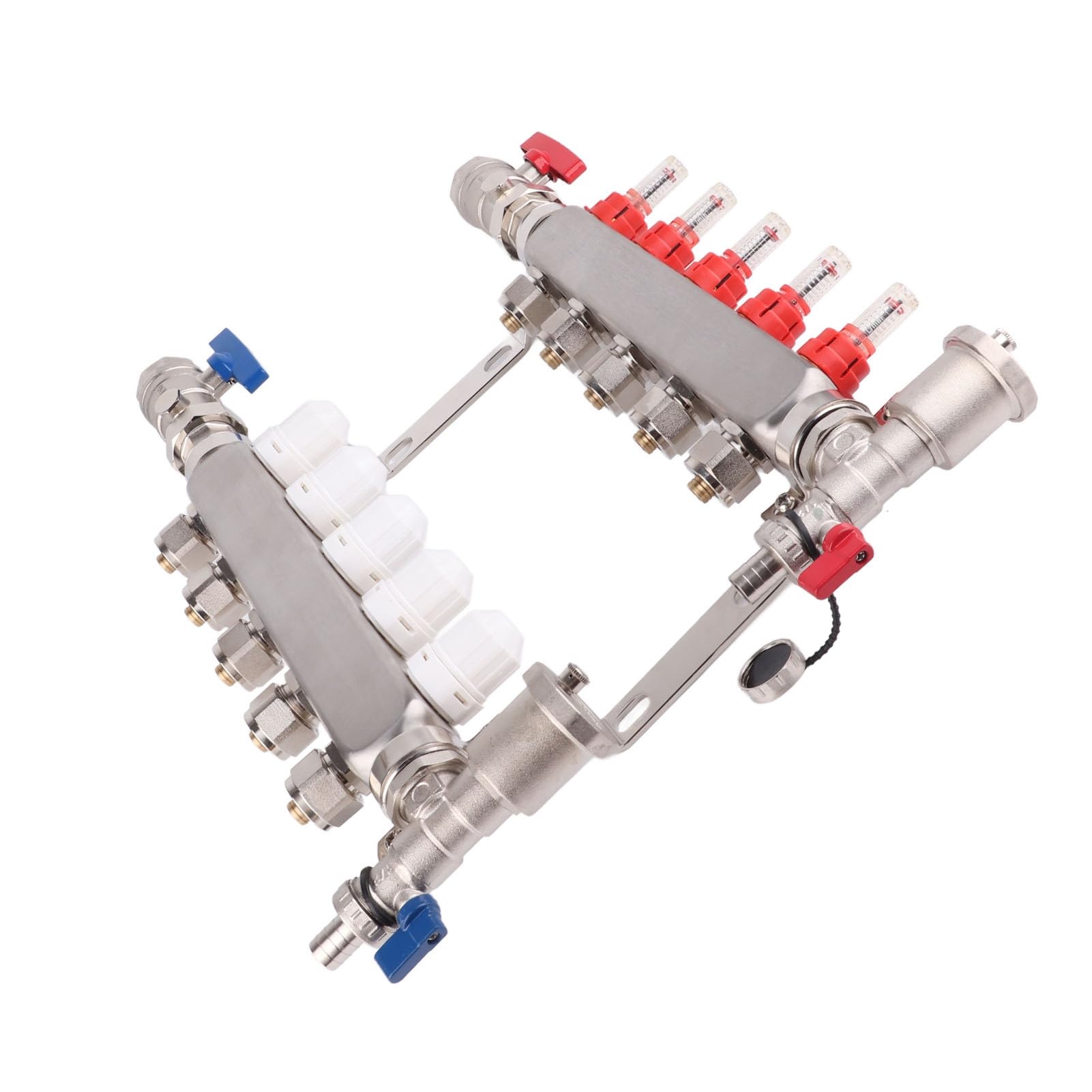 Colector de Calefacción por Suelo Radiante, Colector de Calor Radiante de Acero Inoxidable de 5 Bucles G1in a Prueba de Herrumbre para Calefacción por Suelo Radiante Hidrónico,