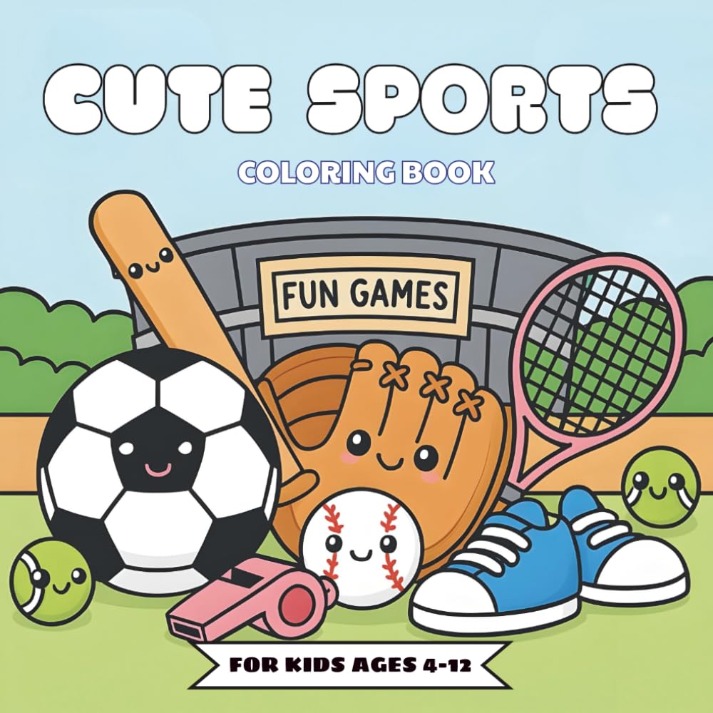 Cute Sports Coloring Book for Kids: Fun and Easy Coloring Pages Featuring Soccer, Baseball, Swimming, and More Active Adventures!