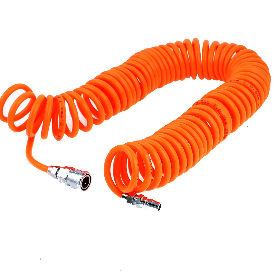 sourcingmap 9 Meters Length 8mm x 5mm Polyurethane Coiled Air Hose Tube Orange