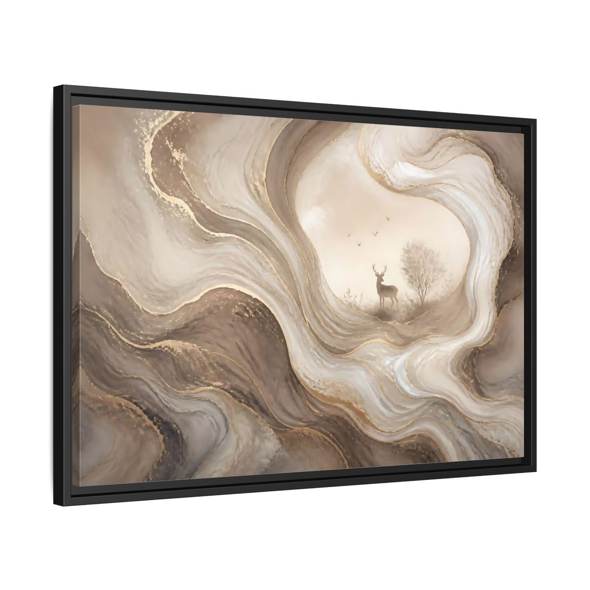 Tableau cerf marron or toile imprimée nature grand format salon - 8