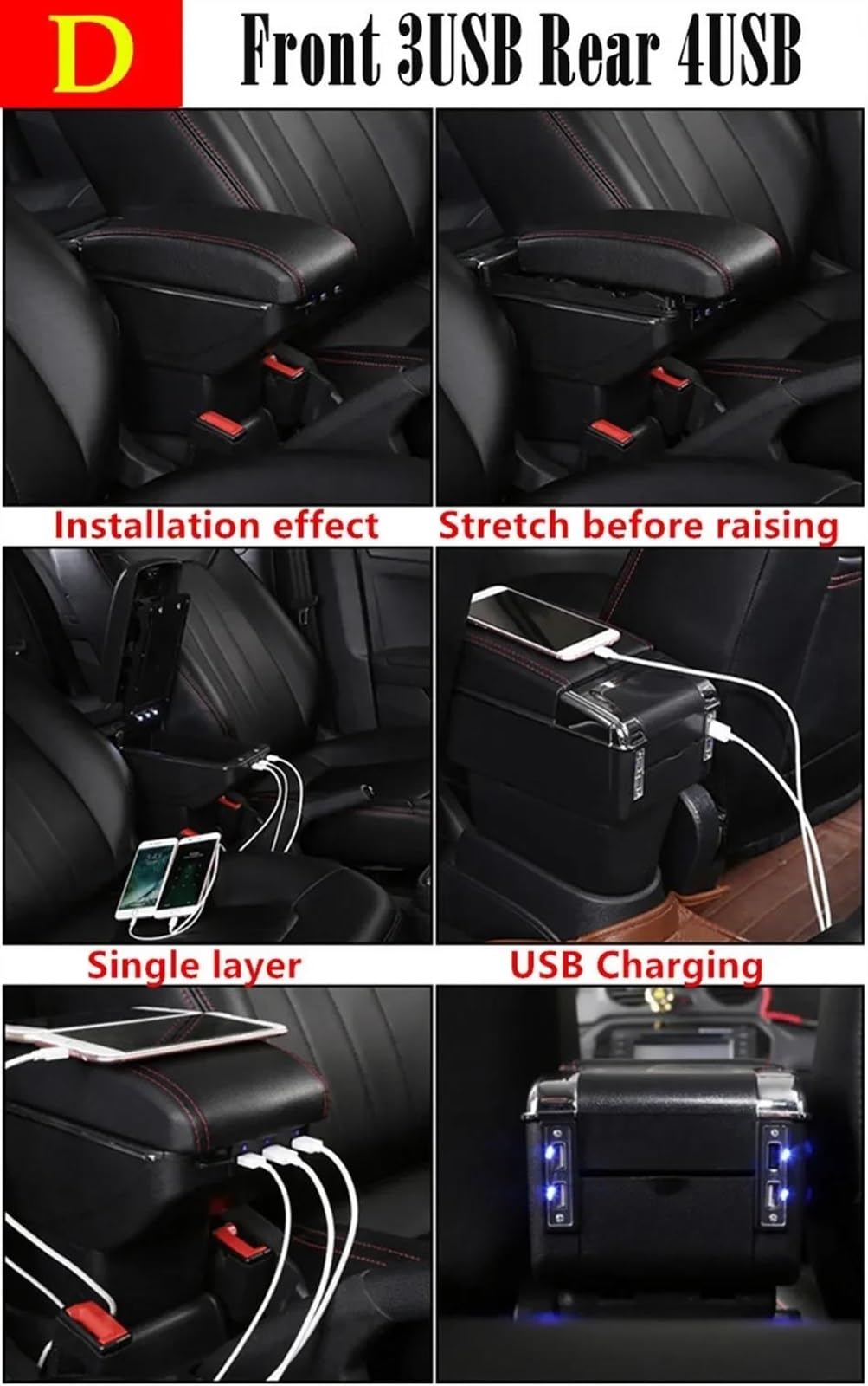 Scatola Portaoggetti Multifunzionale Per Console Centrale A Forma Decorativa Per Auto Per Virtus Per Polo 2019 2020 2021 2022 2023 Consolle centrale(D Beige 7USB)
